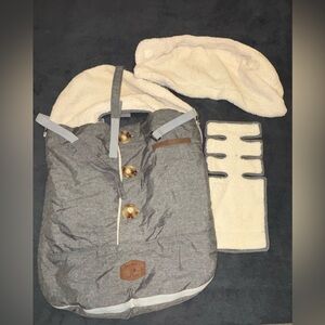 JJ Cole Gray Linen Zip-Up Baby Bunting